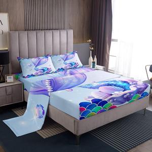 Erosebridal Комплект постельного белья Dreamy Mermaid с морской тематикой, радужный дизайн в стиле океан, Multi 05