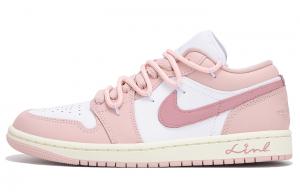 Jordan Баскетбольные кроссовки Air 1 Anti-Slip, износостойкие, низкие, винтажные, женские, розовые, белые