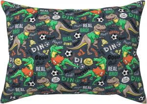 Pevtufa Наволочка декоративная с принтом "Динозавр играет в футбол" Dinosaur Plays Soccer