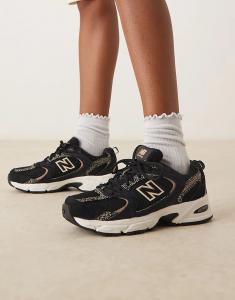Кроссовки New Balance 530 черного цвета с леопардовым принтом
