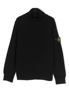 Stone Island Junior джемпер из вирджинской шерсти с нашивкой Compass, черный