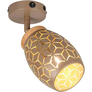 REALITY Светильник-бра BIDAR, настенный светильник с регулируемым прожектором, без лампы, 1x E14 макс. 10 Вт, теплый белый - холодный белый, переключатель ON/OFF, металлический абажур с лазерной резкой, диаметр 12 см Reality Leuchten, коричневый