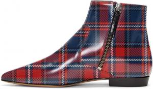 Женские ботильоны XYD, формальные, с острым носком, закрытым мыском, низким каблуком, для офисного платья, обувь с двусторонней молнией, Britisches Plaid