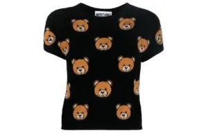 Moschino Женская черная футболка с круглым вырезом, умеренно прямой крой