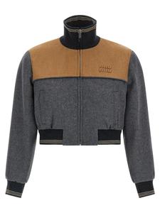 Бомбер из велюра MIU MIU, мультиколор