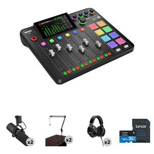 Комплект для подкастинга RODE RODECaster Pro II для 2 человек с микрофонами SM7B, вещательными держателями и наушниками