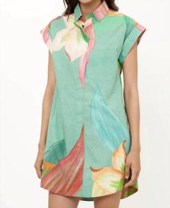 Рубашка-платье в цвете гибискус-шалфей Oliphant, Hibiscus Sage