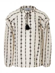 More & More Женская блузка с длинными рукавами и вышивкой кремово-черного цвета