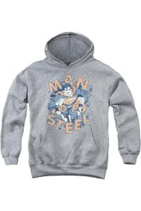 Супермен в действии молодежная толстовка с капюшоном Gildan, Athletic Heather