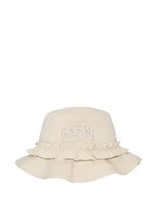 Панама с вышитым логотипом GANNI, белый
