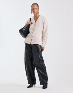 Длинный кардиган ASOS DESIGN с приталенным лифом из высококачественной овечьей шерсти белого цвета - БЕЛЫЙ