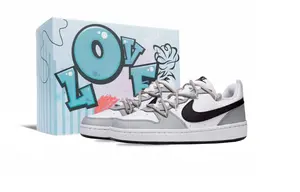 Детские, подростковые, противоскользящие, износостойкие, низкие кроссовки для скейтбординга Court Borough Nike, серый