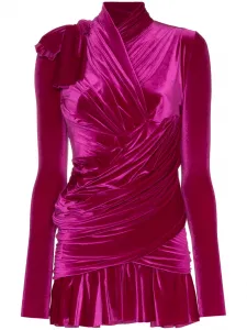 Бархатное платье с запахом BALENCIAGA, фиолетовый