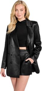 Женский двубортный пиджак Guess с длинным рукавом Jemma, Jet Black Multi