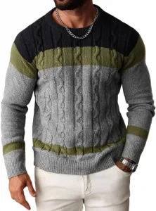Мужской свитер с цветными блоками и удлиненными плечами