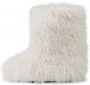 Женские сапоги Kalstage, сапоги из искусственного меха, средней высоты, зимние сапоги, с платформой, уютный монгольский мех, удобные для надевания, плоские снегоступы, теплые, для дома и улицы, Weiss/Opulenter Garten