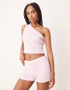 Комбинируемые микрошорты розового цвета со сборками Asos Design