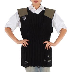 Mm6 Женский черный жилет с панелями и эффектом потертости, размер универсальный