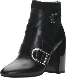 Женские ботильоны FYS с круглым носком, ремешками и массивным высоким каблуком, боковая молния, модные зимние ботинки, размеры 4-16 US, Black