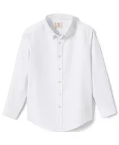Рубашка для мальчиков старшего возраста с длинным рукавом Oxford Dress Shirt (однотонная) Lands' End, белый