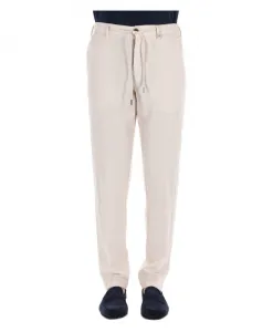 Бежевые льняные брюки в клетку «гусиная лапка» Myths, бежевый