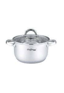 Кастрюля Cheffinger со стеклянной крышкой, 28x16,5 см, серебряный