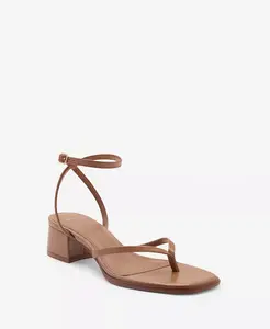 Женские босоножки на каблуке с ремешками MANGO, коричневый