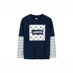 Levis Футболка Levi's с длинным рукавом, удобная, темно-синяя, для детей 3-7 лет