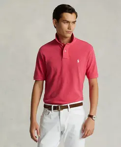 Мужская поло Custom Slim Fit с сетчатой тканью Polo Ralph Lauren, розовый
