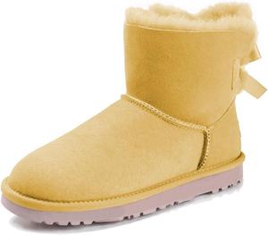 Женские зимние утепленные мехом ботинки YDN, сапожки до щиколотки с круглым носком, на низком каблуке, без шнуровки, размер 4-15 US, Yellow