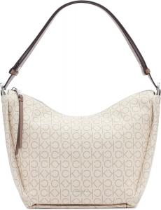 Сумка-хобо через плечо Calvin Klein Prism Top Zip Convertible, Vanilla/Khaki/Cocoa Logo