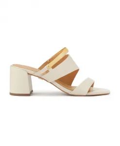 Мюли с каблуком и металлическим ремешком в качестве декора Kazar, белый