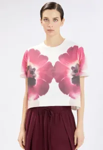 Футболка свободного кроя «водопад» с цветочным принтом High, Rosa