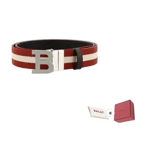 Холст, кожаные ремни мужские 3,5 см BALLY, красный