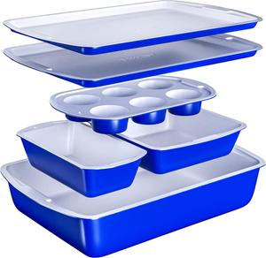 Набор форм для выпечки Bakken-Swiss с керамическим антипригарным покрытием, 6 предметов, синий