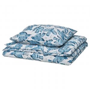 Пододеяльник и наволочка, светло-серый/голубой, 150x200/50x60 см IKEA Bittersöta