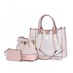 Сумка Diva PVC с твидовой ведерком и маленьким клатчем от Mia K MKF, розовый