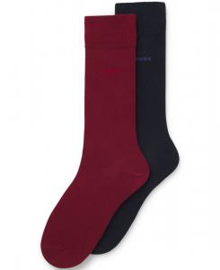 Мужские однотонные носки средней длины, комплект из 2 пар Hugo Boss, Dark Blue/burgundy