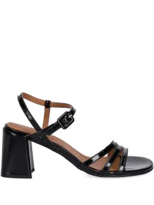 Босоножки на каблуке с ремешком на щиколотке из лакированной кожи высотой 75 мм BILLI BI, черный