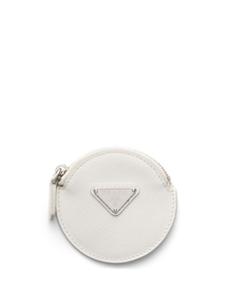 Prada кожаный кошелек для монет с треугольным логотипом, белый