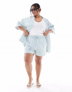 Боксеры-шорты Curve из сирсакера в синюю полоску Asos Design