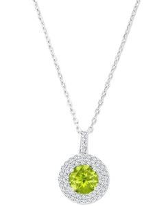 Подвеска-колье с аметистом (1,5 карата) и выращенным в лаборатории белым сапфиром (3/8 карата) в оправе из стерлингового серебра, длина 40 см + удлинитель 5 см Macy's, Peridot