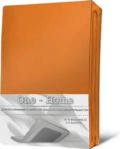 Простыня на резинке для кровати с пружинным блоком, водяная, эластан, размер: 180-200 х 200-220 см, цвет: терракотовый/оранжевый One-Home