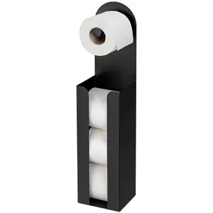 Держатель туалетной бумаги WENKO «Модель 2-в-1 Agira», стоячий или приклеиваемый, место для 3 запасных рулонов, черный
