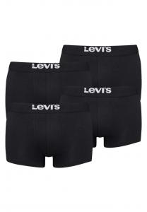 Комплект из 4 трусов-боксеров — однотонные базовые шорты с органическим логотипом на поясе Levi'S, черный
