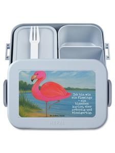 Mr. & Mrs. Panda Bentobox Flamingo Classic Design с надписью пастельно-голубого цвета