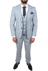 Костюм-тройка из твида в клетку Mark Paul Andrew, синий