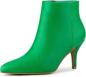 Женские ботильоны Allegra K с заостренным носком, на шпильке с молнией, Grass Green