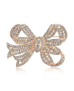 Викторианский стиль, королевский стиль, брошь-булавка с ажурной лентой, украшенной кристаллами, посеребренная Bling Jewelry, rose