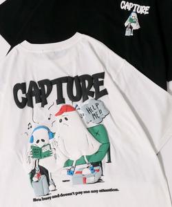 SITRY Футболка свободного кроя с коротким рукавом, светящимся и пенным принтом, Ghost & Boys, белый